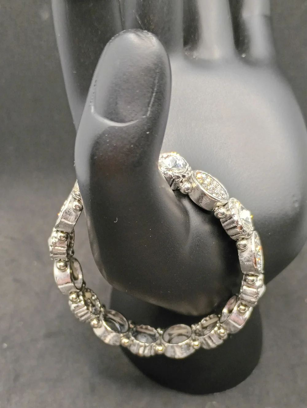 Kids Sparkling Silver-Tone Crystal Link Bracelet